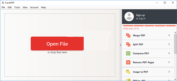 Screenshot of iLovePDF green version