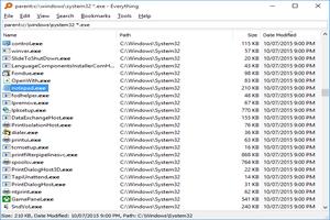 Screenshot of Everything file search tool