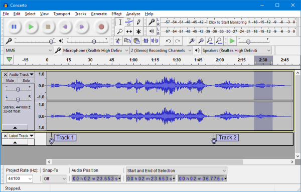 AUDACITY screenshot