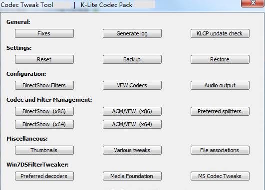 Screenshot of K-Lite Mega Codec Pack