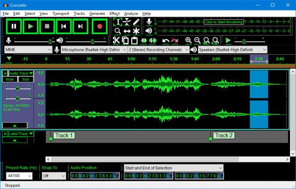 AUDACITY screenshot