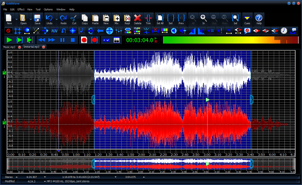 Screenshot of GOLDWAVE Audio conversion tool