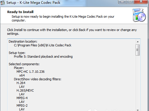 Screenshot of K-Lite Mega Codec Pack