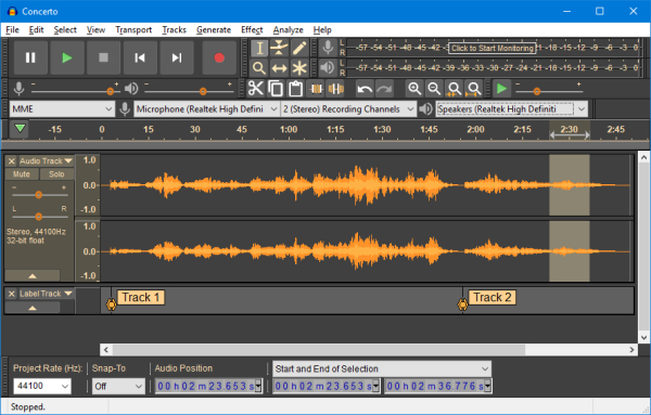 AUDACITY screenshot