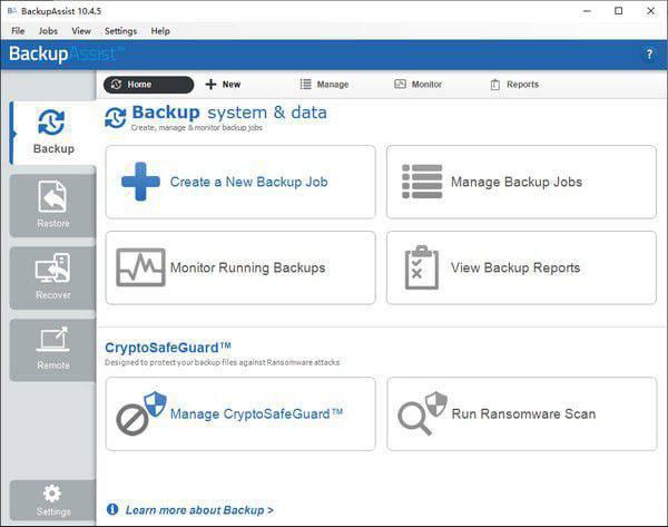 Data backup tool BackupAssist screenshot