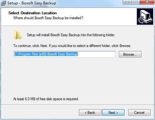 Screenshot of computer data backup software Boxoft Easy Backup