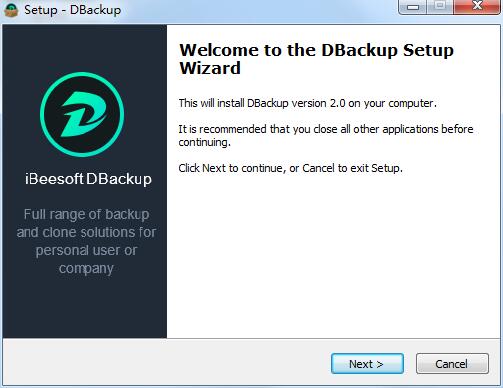 Screenshot of computer data backup software (iBeesoft DBackup)