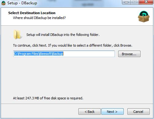 Screenshot of computer data backup software (iBeesoft DBackup)
