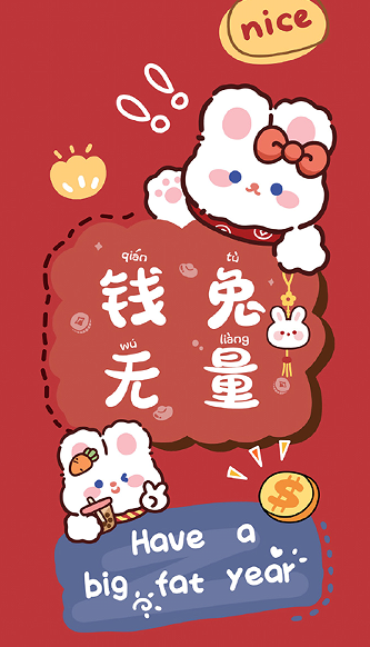 2023 Year of the Rabbit Wallpaper Red Cute Festive Pictures