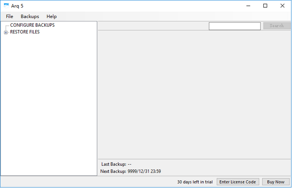 Screenshot of computer data automatic backup software ARQ BACKUP