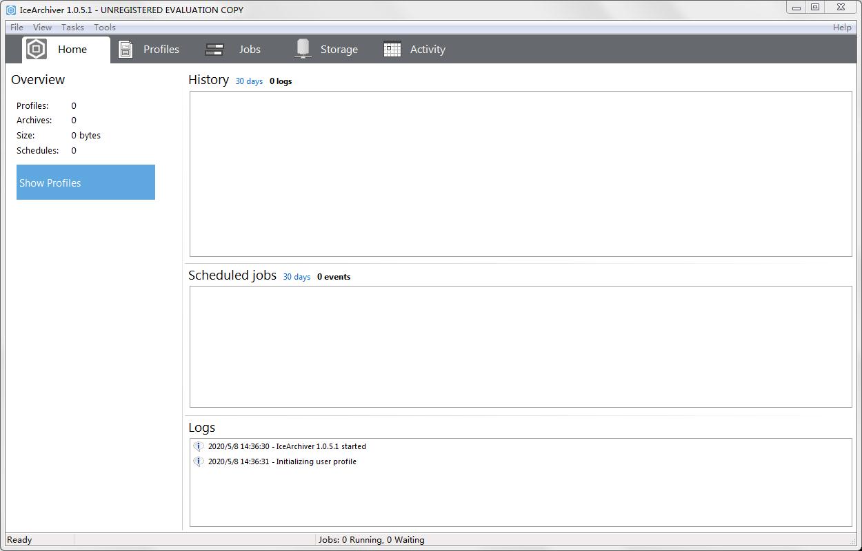 Screenshot of cloud backup client KLS IceArchiver