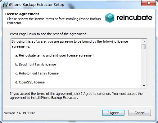 Screenshot of backup extraction software (Reincubate iPhone Backup Extractor)