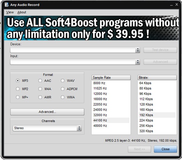 Soft4Boost Any Audio Record screenshot