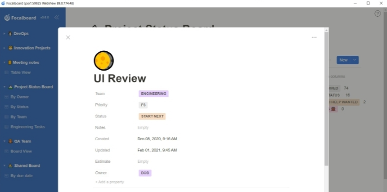 Focalboard screenshot