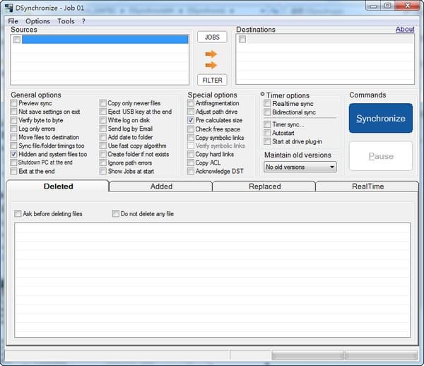 Screenshot of dsynchronize (free file synchronization software)