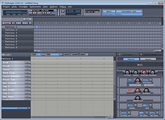 Screenshot of Hydrogen (audio processing software)