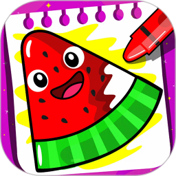 Children's drawing and coloring of fruits