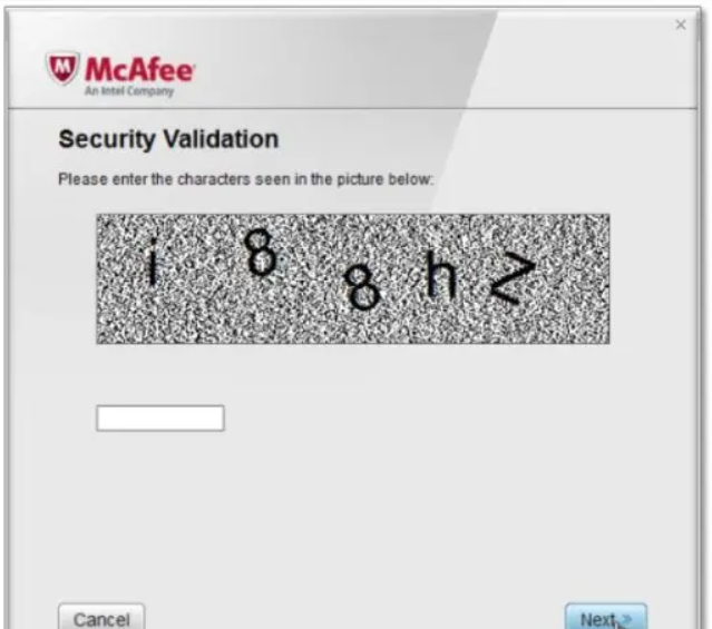 Screenshot of McAfee uninstall tool