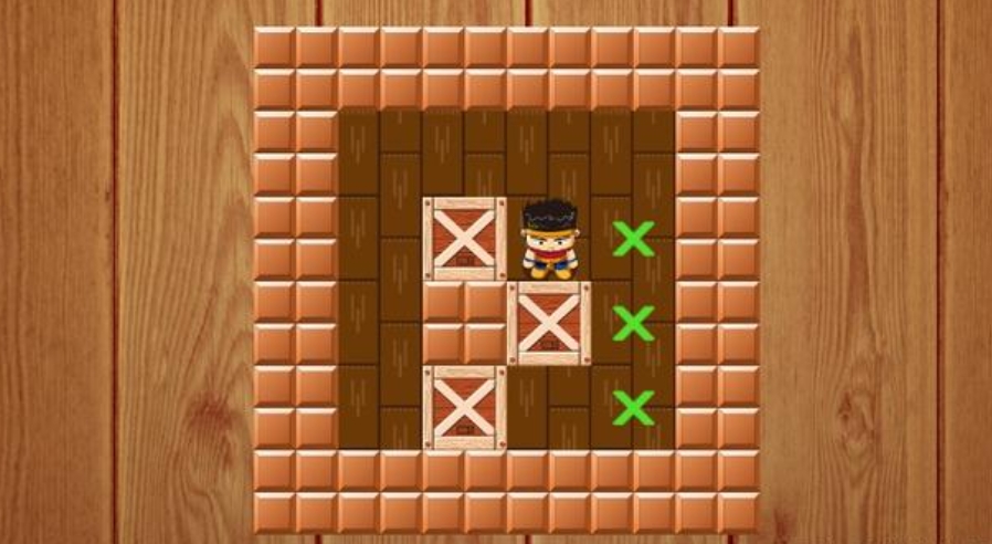 Screenshot of Sokoban game