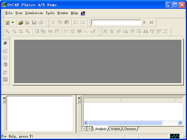 Screenshot of OrCAD PSpice electronic circuit simulation software