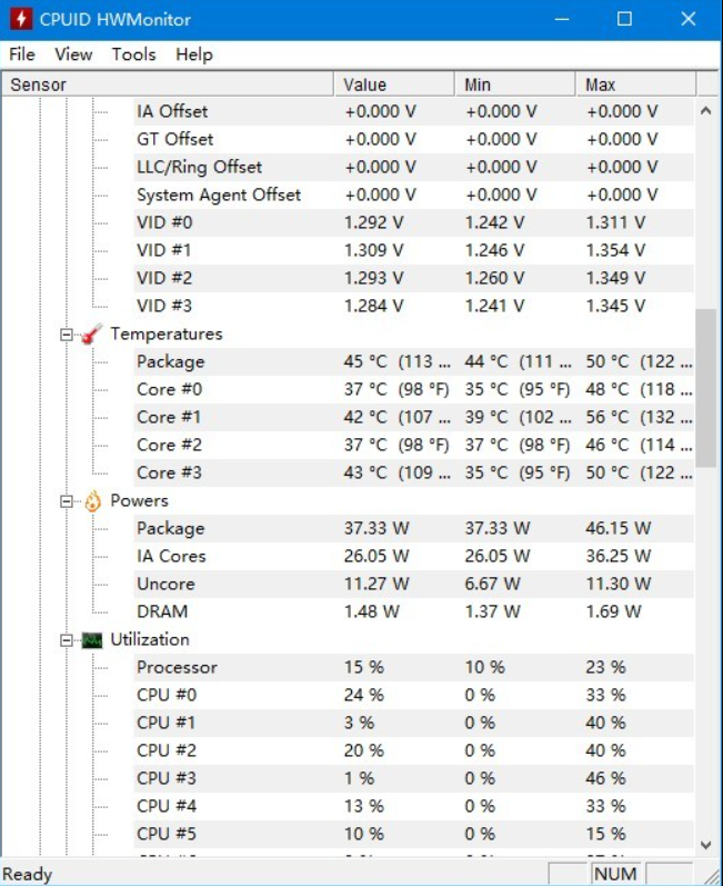 HWMonitor (CPU voltage, temperature monitoring)