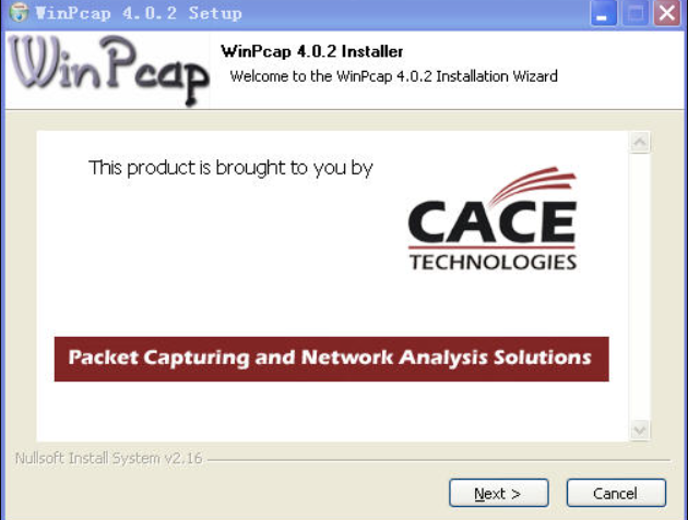 WinPCAP screenshot