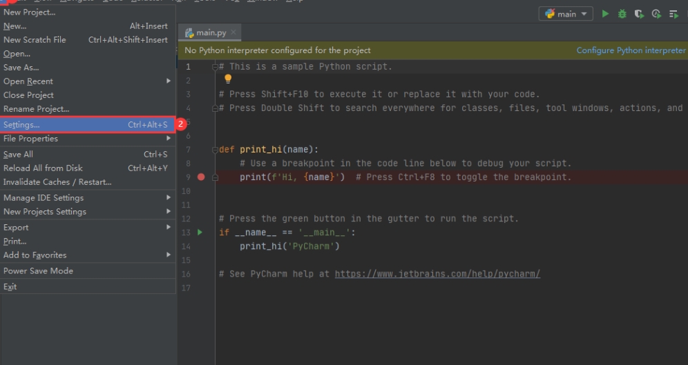 PyCharm screenshot