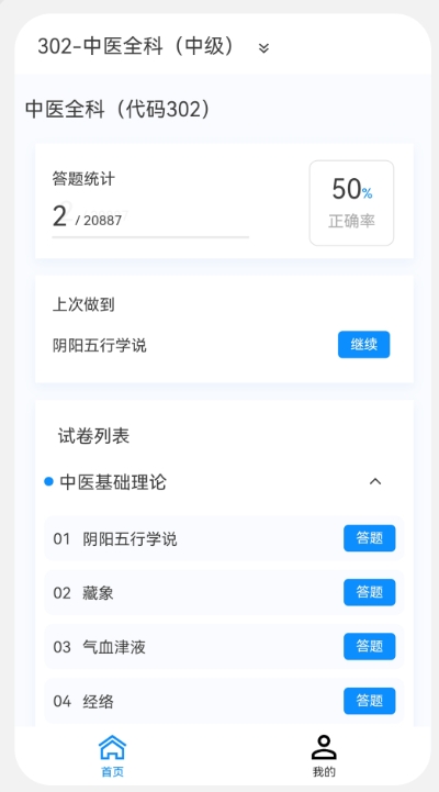 Screenshot of the original question bank for treating traditional Chinese medicine