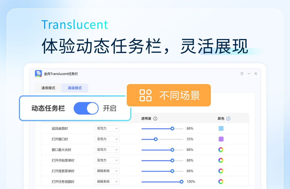 Screenshot of Jinzhou Translucent transparent taskbar