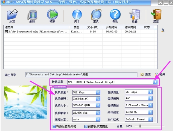 3GP MP4 video conversion wizard screenshots