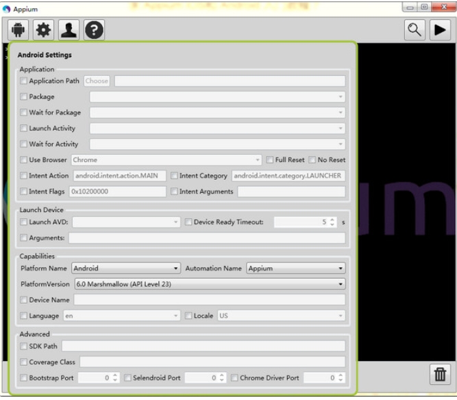 Screenshot of Appium (automated testing tool)