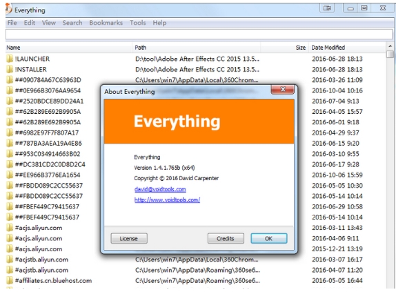Install the latest version of Everything Screenshot of Everything