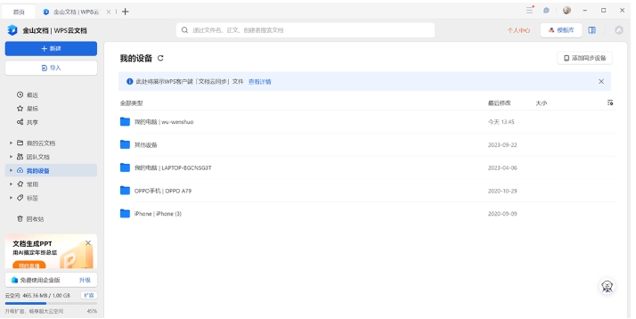 Screenshot of Kingsoft document