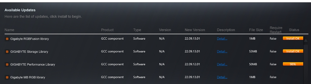 How to use GIGABYTE Control Center GIGABYTE Control Center screenshot
