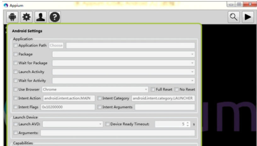 Screenshot of Appium (automated testing tool)