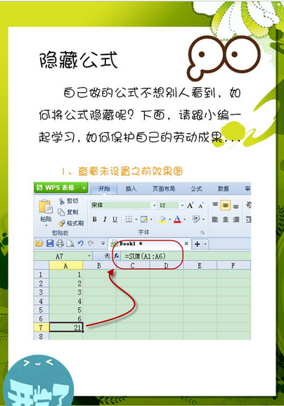 How to hide function formulas in WPS office spreadsheet?