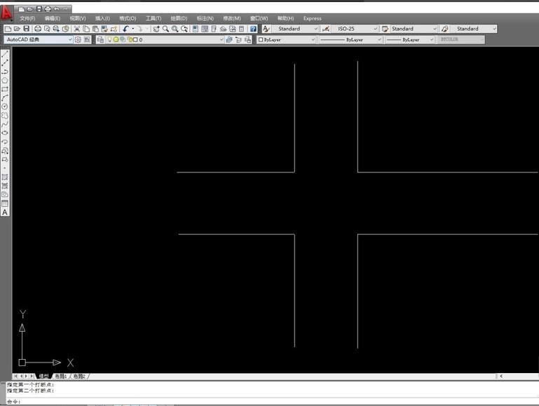 How to draw crossroads in CAD2009?