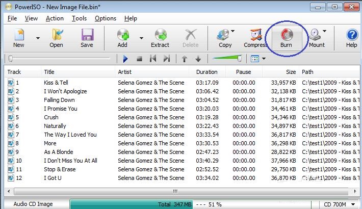 How to burn audio CD with PowerISO