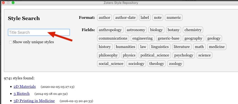 How to add a new document style to zotero?