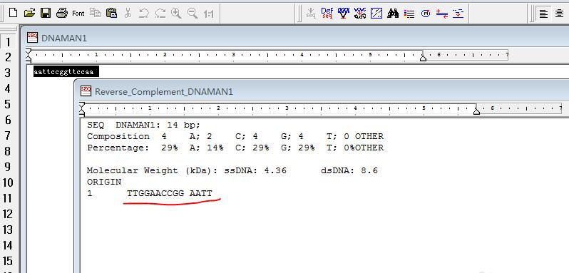 How to use DNAMAN software to obtain the reverse complementary DNA sequence