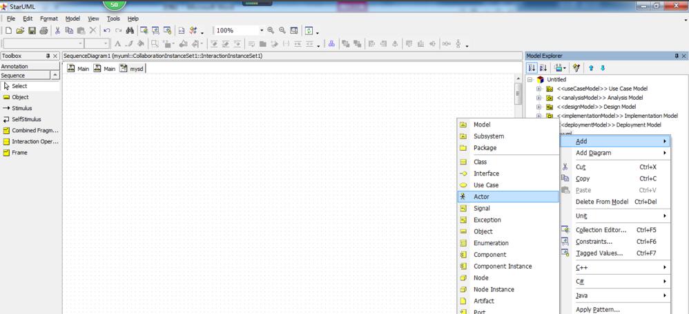 starUML creates sequence diagram