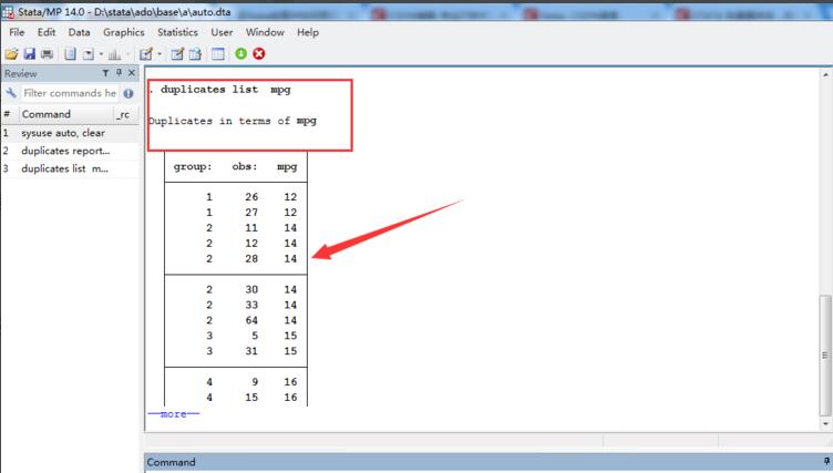 How does Stata check for duplicate data?