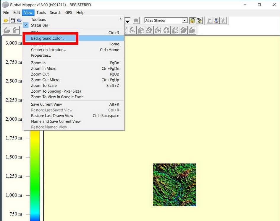 Global Mapper adjusts background color