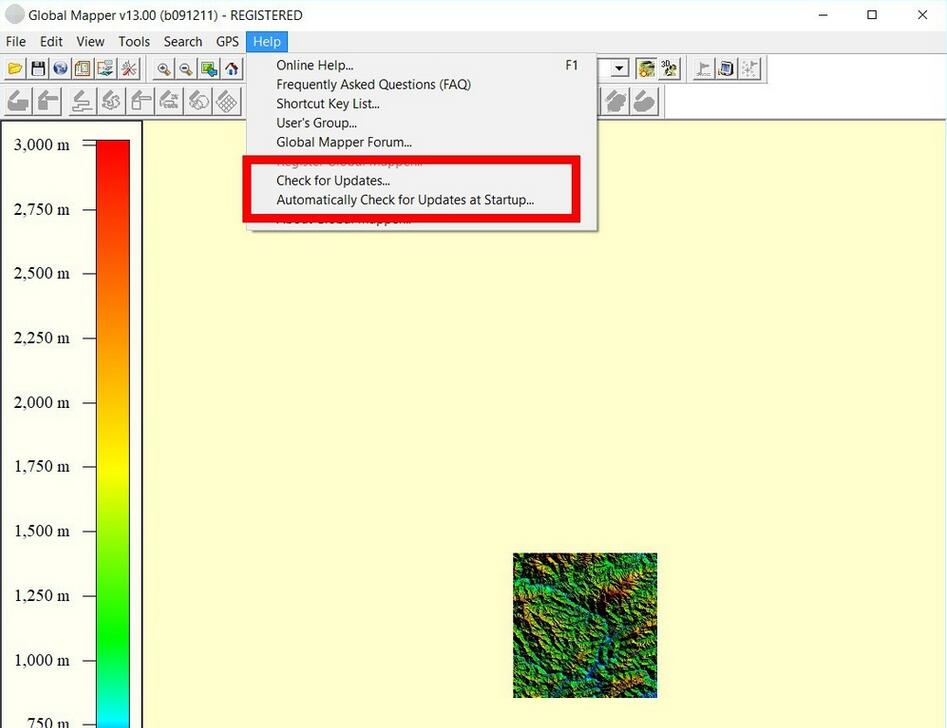 Global Mapper adjusts background color