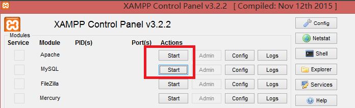 How to build a database with mysql in xampp