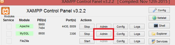 How to build a database with mysql in xampp