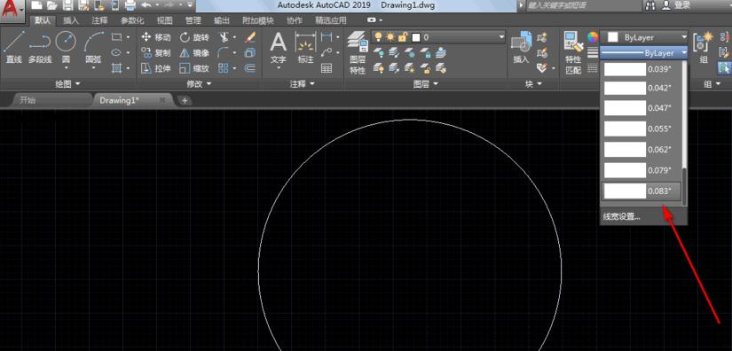 How to display line width in AutoCAD2019