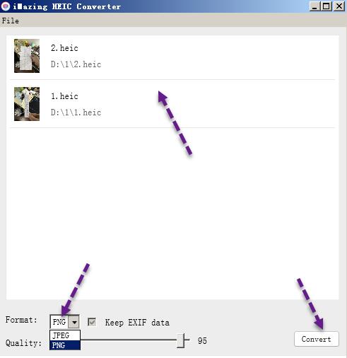 Use iMazing to convert heic image files to png