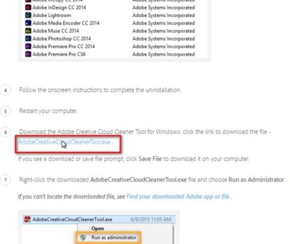 What to do if Adobe software fails to be uninstalled