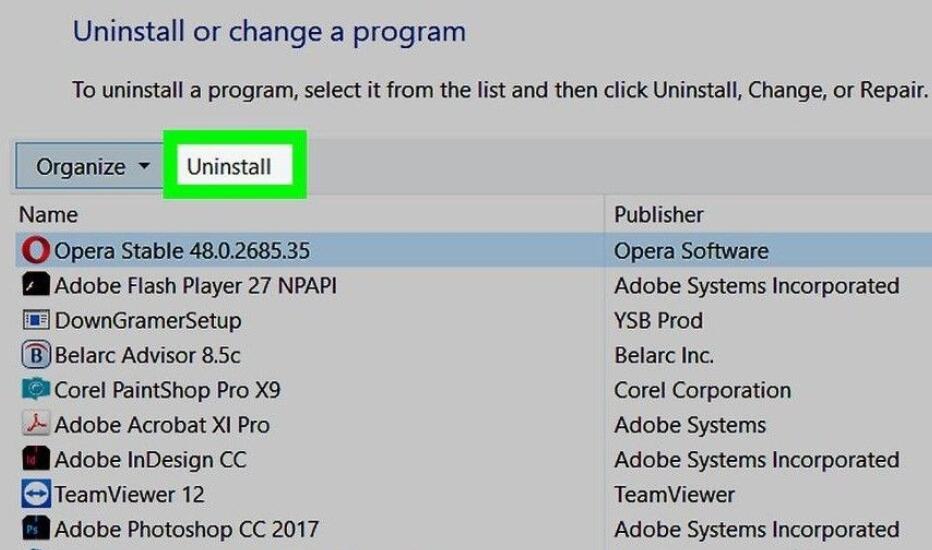 How to uninstall Opera